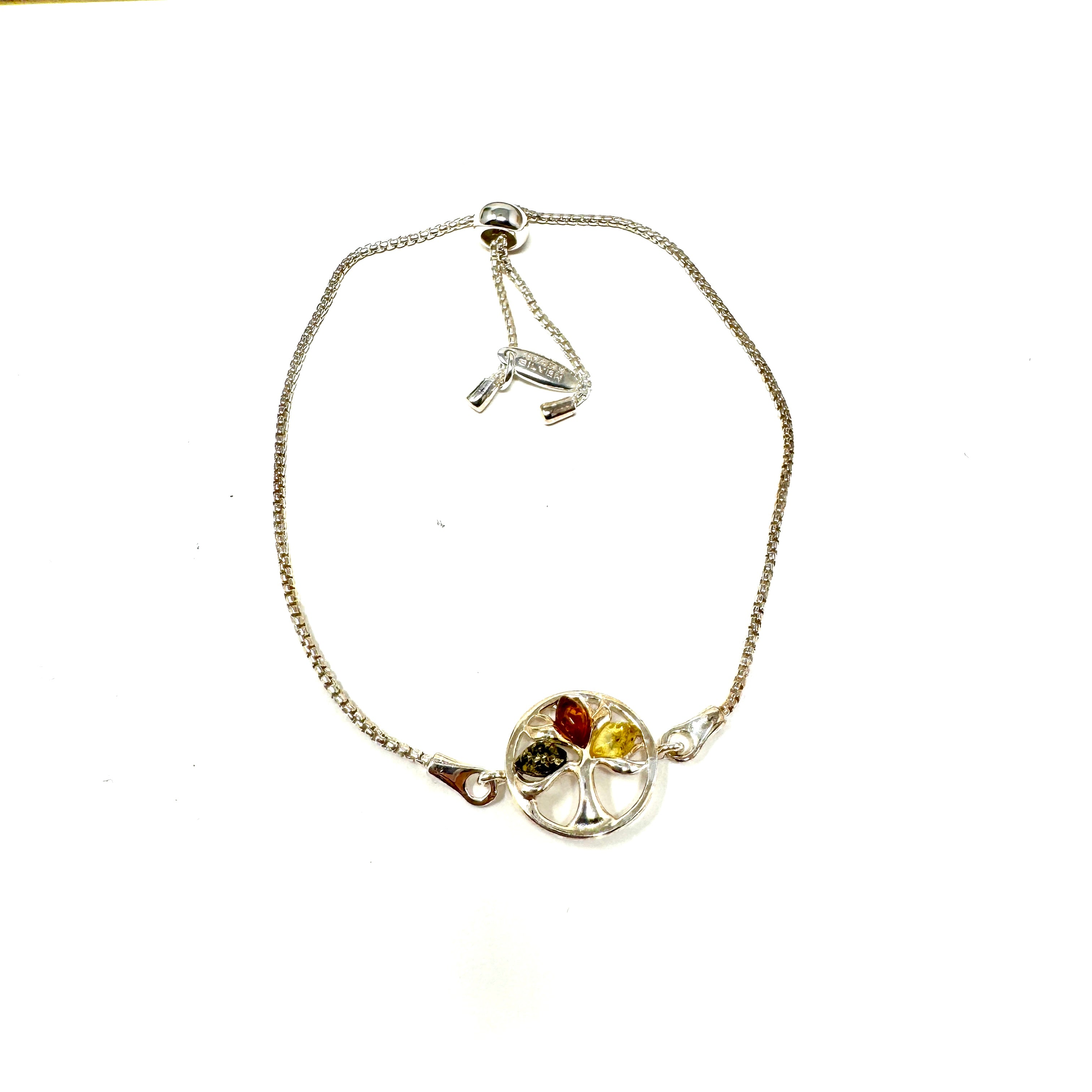 Exklusives Bernstein-Armband „Lebensbaum“ mit Zugband aus 925er Silber – Symbol für Stärke & Wachstum